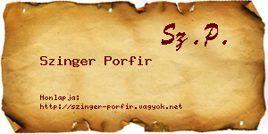 Szinger Porfir névjegykártya